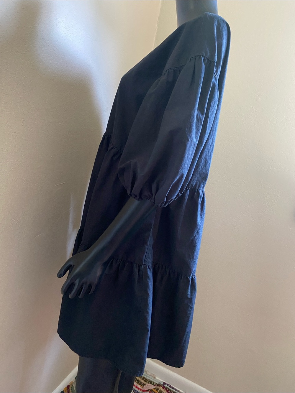 a new day Cotton Black Tiered Puff-Sleeve Casual Dress - Picture 5 of 10